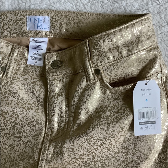 TIME AND TRU MID RISE WOMEN’S SLIM FIT PANTS - GOLD - SIZE 4 - Picture 5 of 5